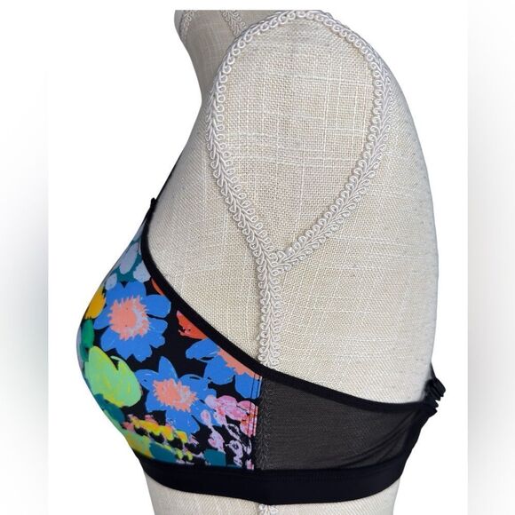 Parade Black Colorful Re:play Dream Fit Triangle Bralette In Midnight Garden - Picture 6 of 9